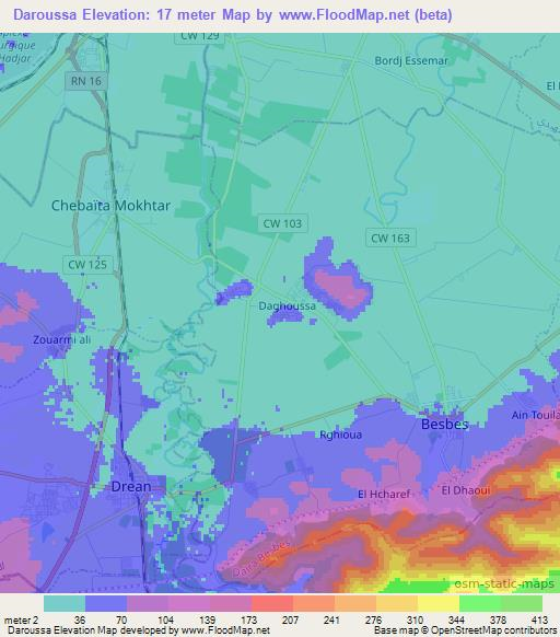 Daroussa,Algeria Elevation Map