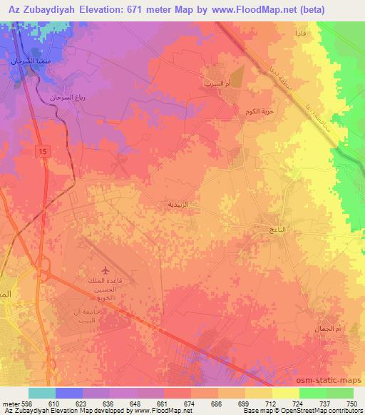 Az Zubaydiyah,Jordan Elevation Map