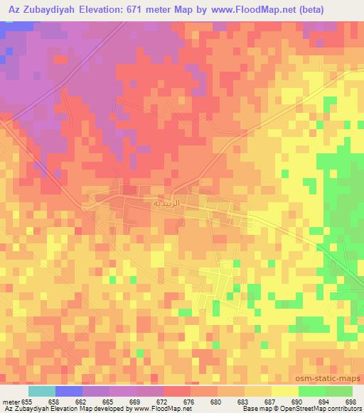 Az Zubaydiyah,Jordan Elevation Map