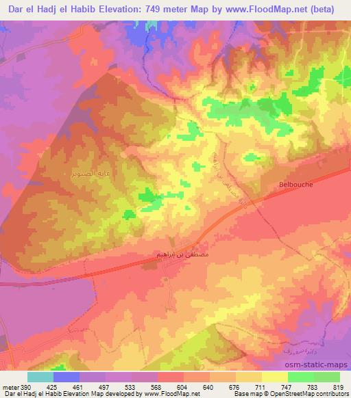 Dar el Hadj el Habib,Algeria Elevation Map
