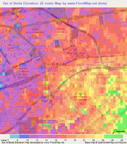 Dar el Beida,Algeria Elevation Map