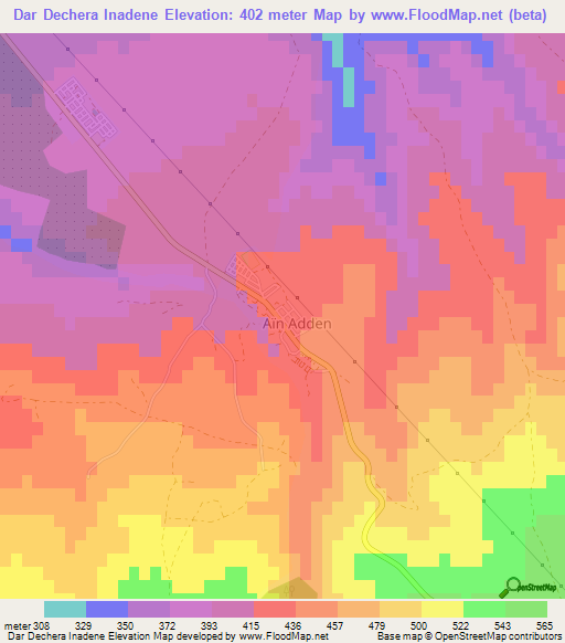 Dar Dechera Inadene,Algeria Elevation Map