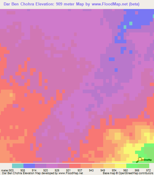 Dar Ben Chohra,Algeria Elevation Map
