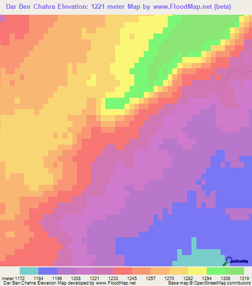 Dar Ben Chahra,Algeria Elevation Map