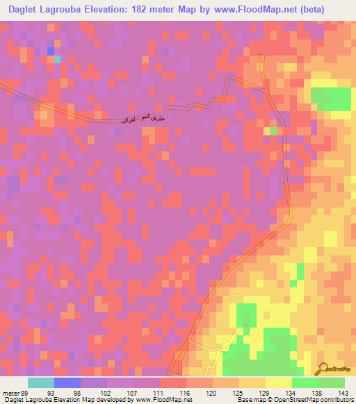Daglet Lagrouba,Algeria Elevation Map