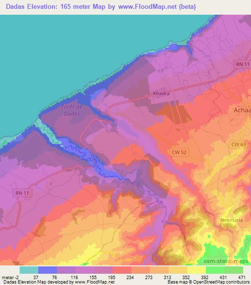 Dadas,Algeria Elevation Map
