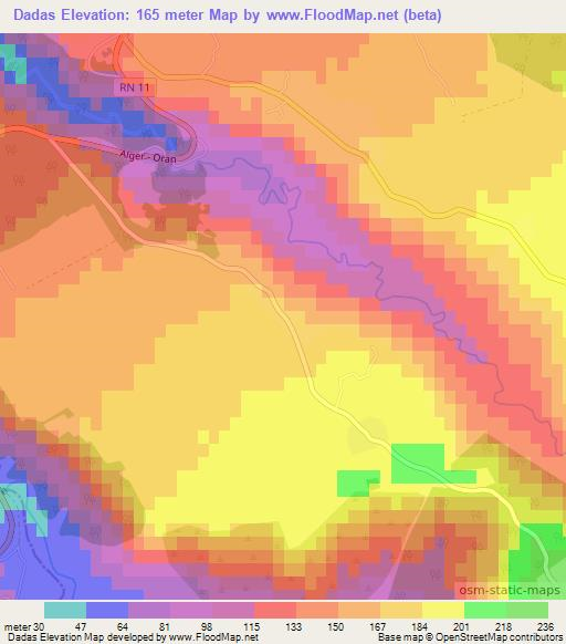 Dadas,Algeria Elevation Map