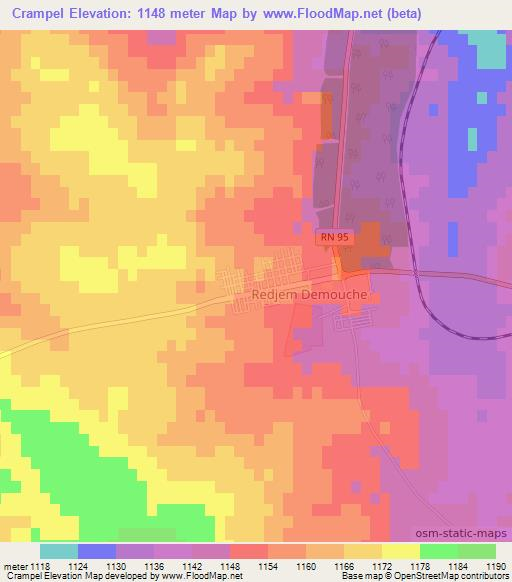 Crampel,Algeria Elevation Map