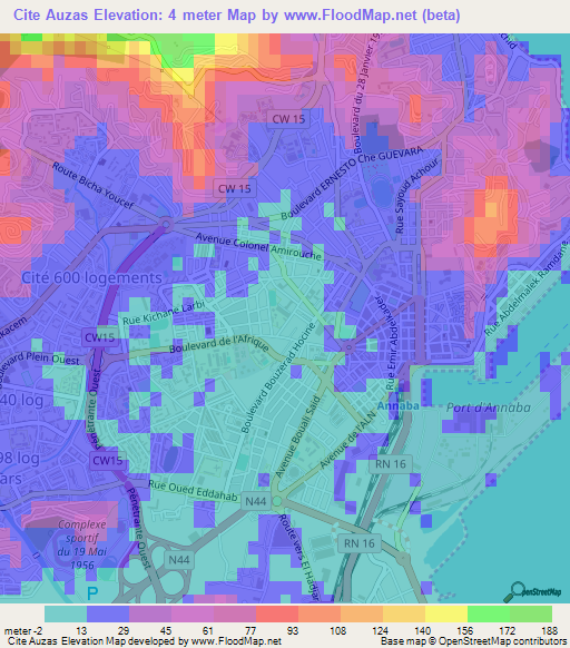 Cite Auzas,Algeria Elevation Map