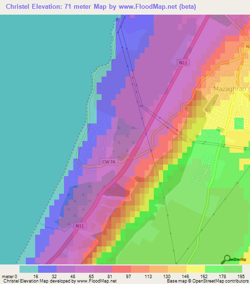 Christel,Algeria Elevation Map