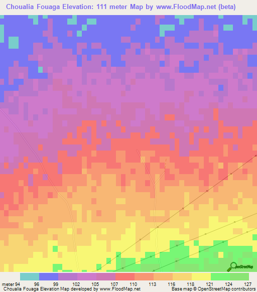 Choualia Fouaga,Algeria Elevation Map