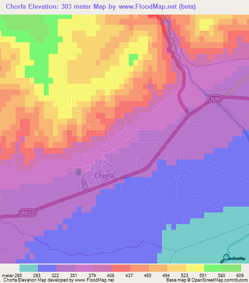 Chorfa,Algeria Elevation Map