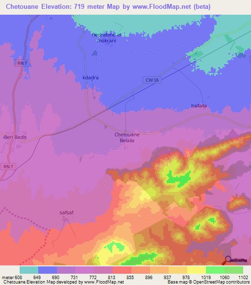 Chetouane,Algeria Elevation Map