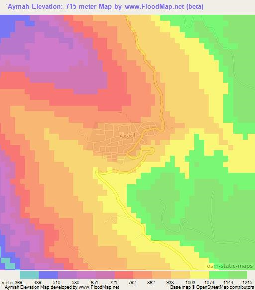 `Aymah,Jordan Elevation Map