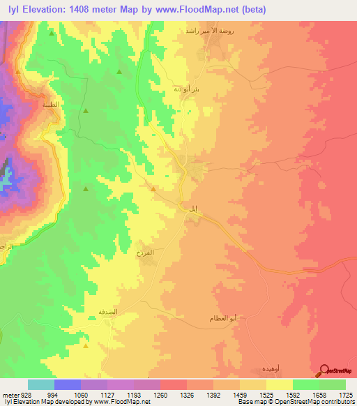 Iyl,Jordan Elevation Map