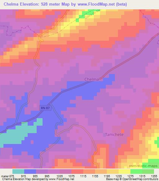 Chelma,Algeria Elevation Map
