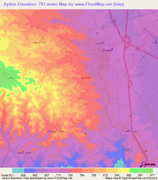 Aydun,Jordan Elevation Map