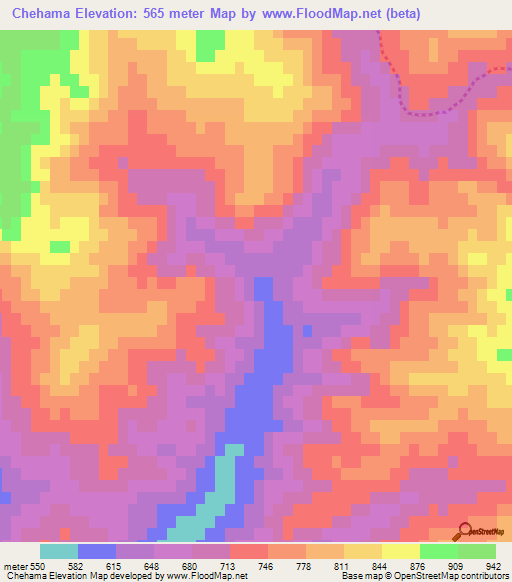 Chehama,Algeria Elevation Map