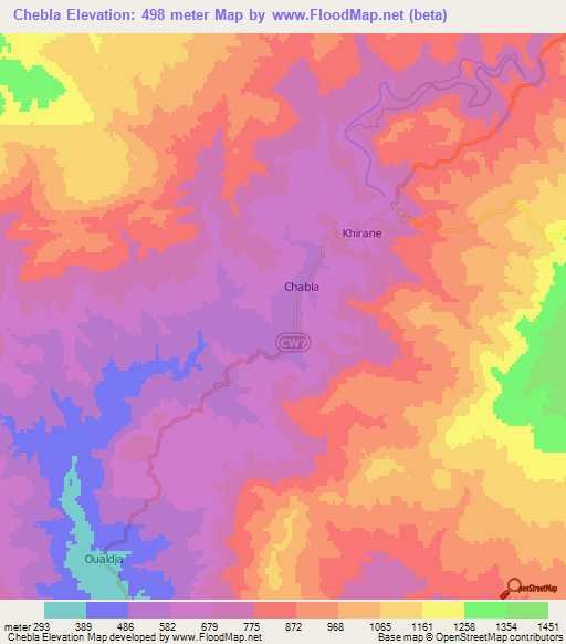 Chebla,Algeria Elevation Map
