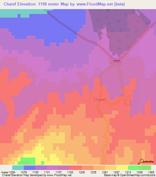 Charef,Algeria Elevation Map