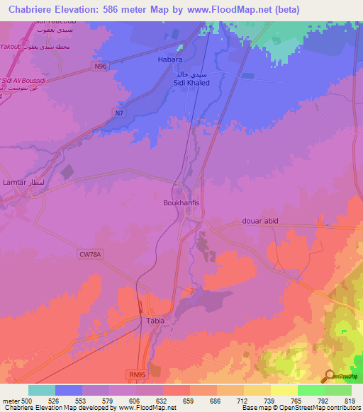 Chabriere,Algeria Elevation Map