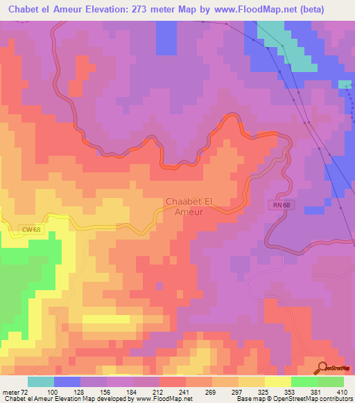 Chabet el Ameur,Algeria Elevation Map