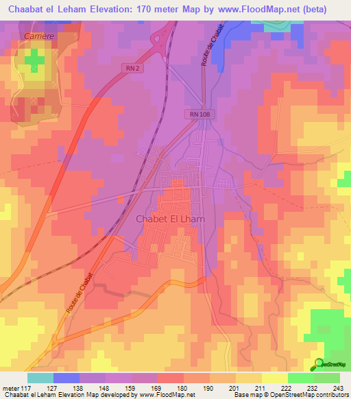Chaabat el Leham,Algeria Elevation Map