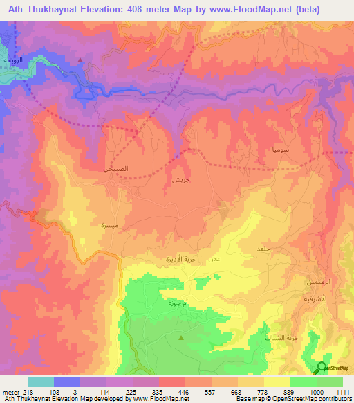 Ath Thukhaynat,Jordan Elevation Map