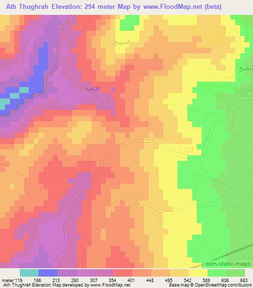 Ath Thughrah,Jordan Elevation Map