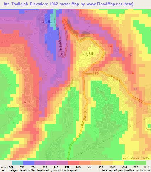 Ath Thallajah,Jordan Elevation Map