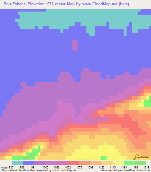 Bou Zabene,Algeria Elevation Map
