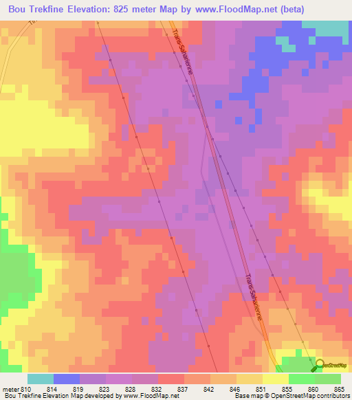 Bou Trekfine,Algeria Elevation Map