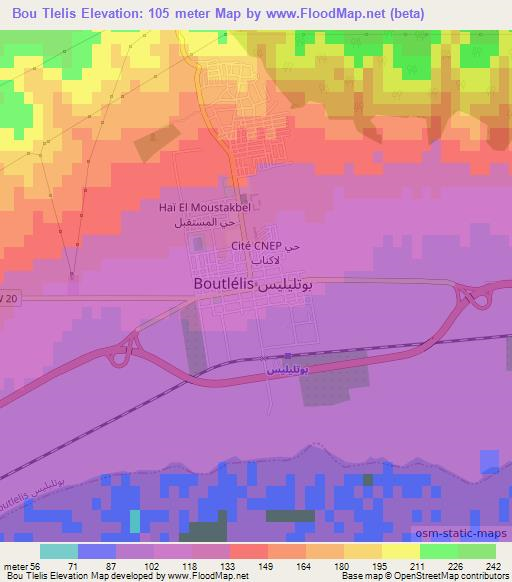 Bou Tlelis,Algeria Elevation Map