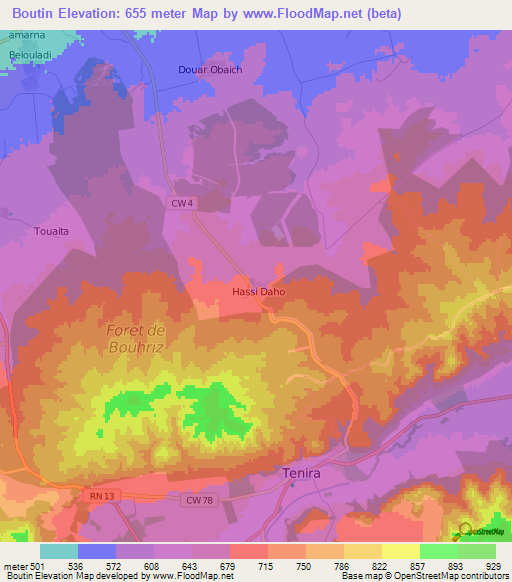 Boutin,Algeria Elevation Map