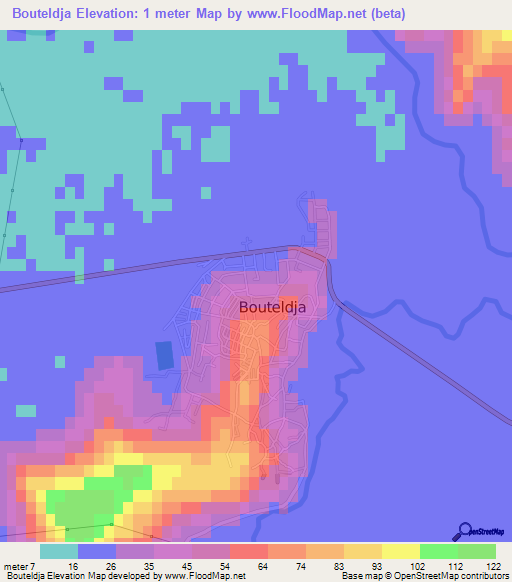 Bouteldja,Algeria Elevation Map
