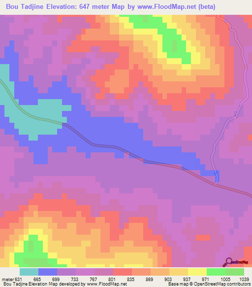 Bou Tadjine,Algeria Elevation Map