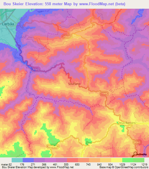Bou Skeier,Algeria Elevation Map