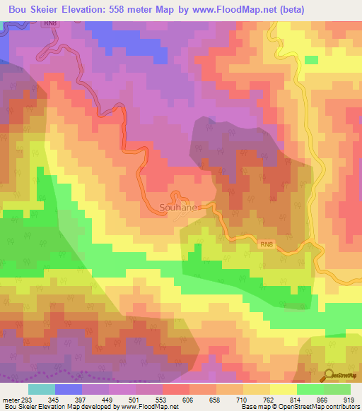 Bou Skeier,Algeria Elevation Map