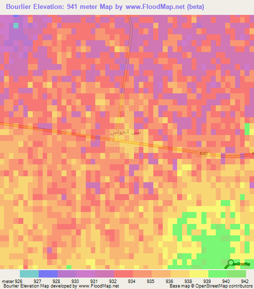 Bourlier,Algeria Elevation Map