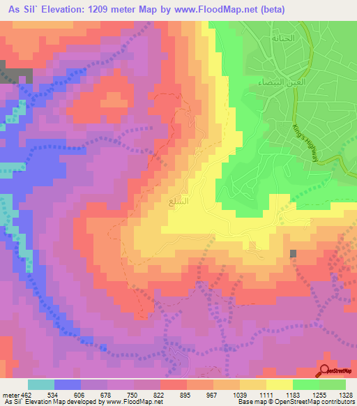 As Sil`,Jordan Elevation Map