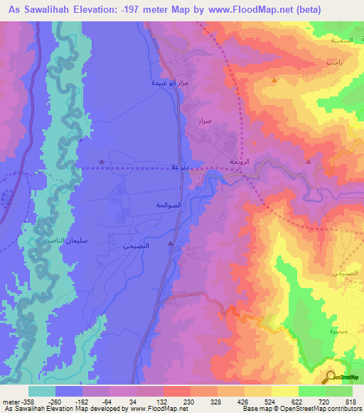 As Sawalihah,Jordan Elevation Map