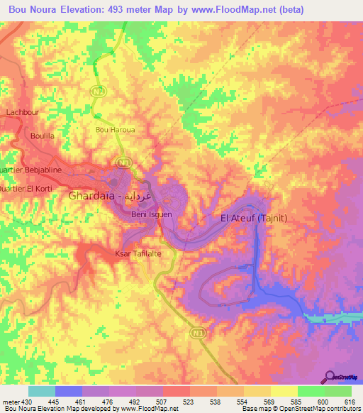Bou Noura,Algeria Elevation Map
