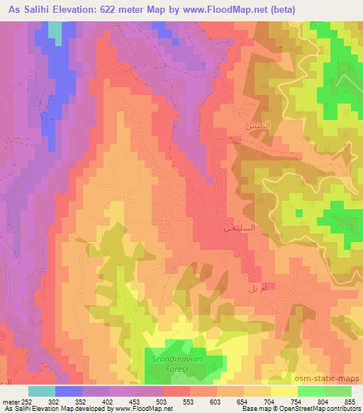 As Salihi,Jordan Elevation Map