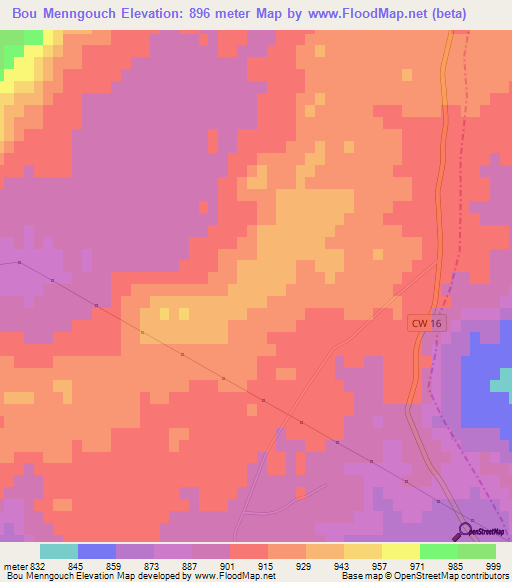 Bou Menngouch,Algeria Elevation Map