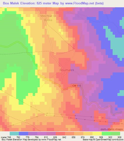 Bou Malek,Algeria Elevation Map