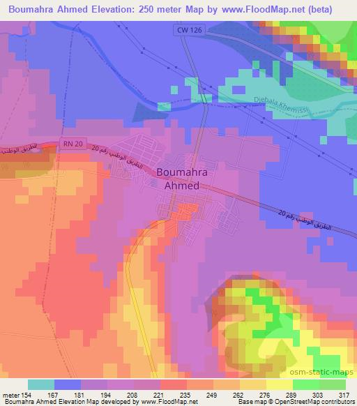 Boumahra Ahmed,Algeria Elevation Map