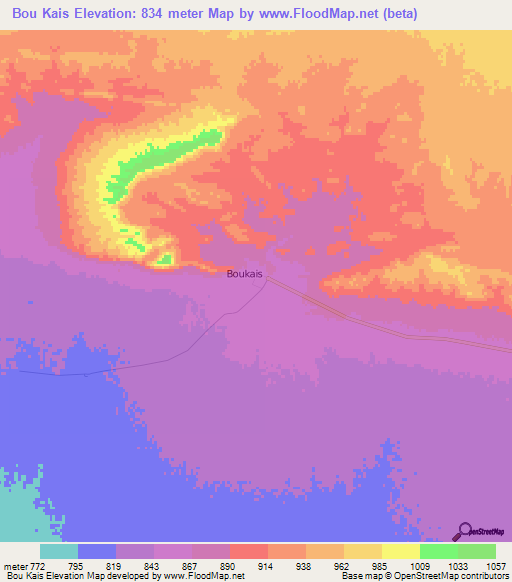 Bou Kais,Algeria Elevation Map