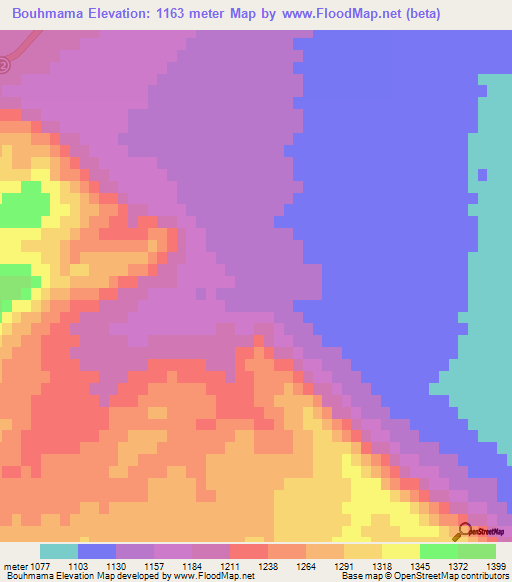 Bouhmama,Algeria Elevation Map
