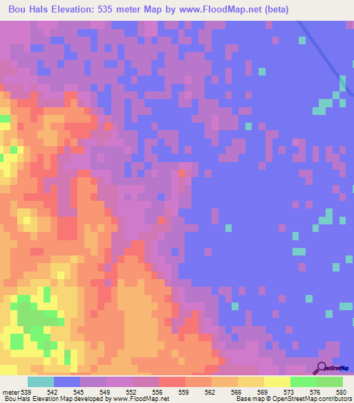 Bou Hals,Algeria Elevation Map