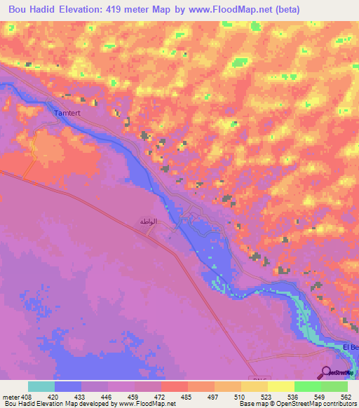 Bou Hadid,Algeria Elevation Map